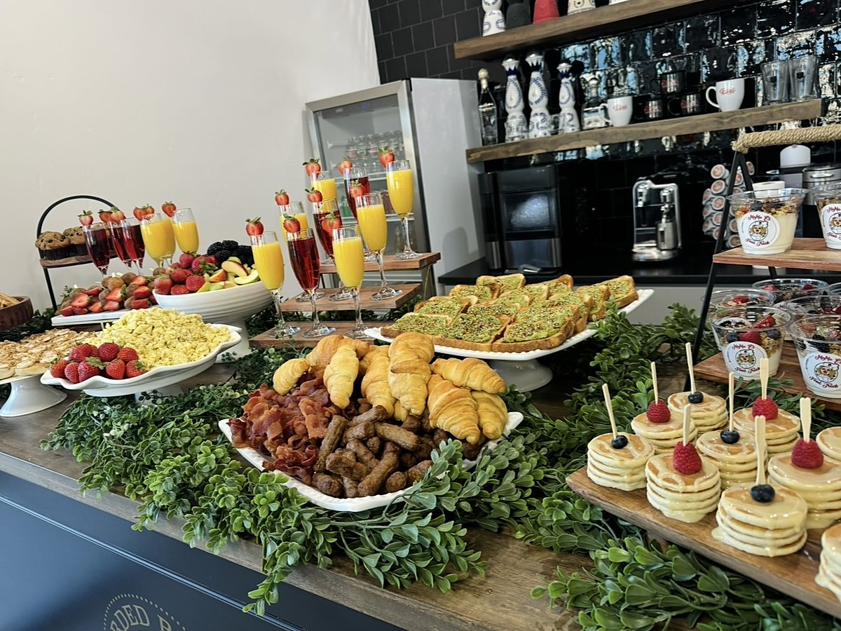 A brunch spread laid out for an event
